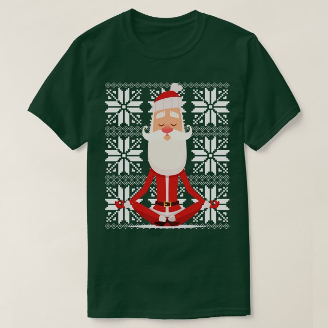 Yoga Santa meditation Ugly Christmas Sweater Desig T-Shirt (Design vorne)