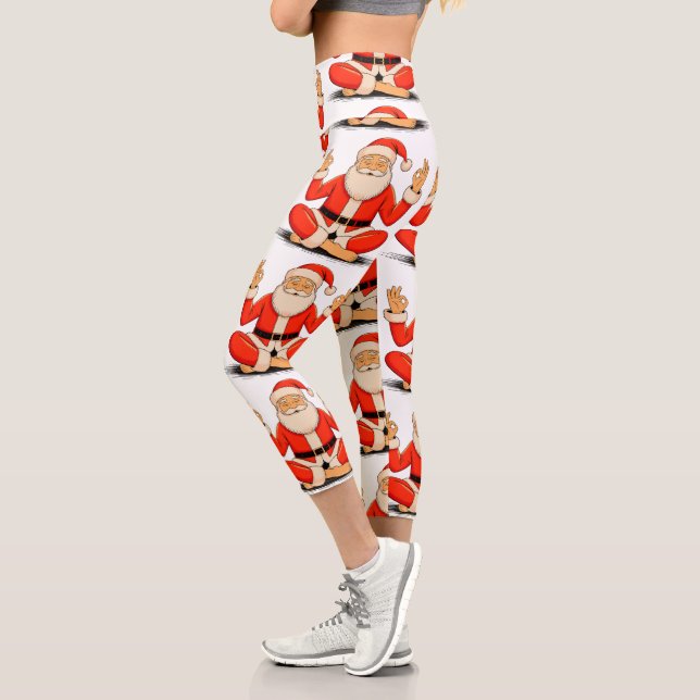 Yoga Santa Namaste Meditation Christmas Holiday Capri Leggings (Links)