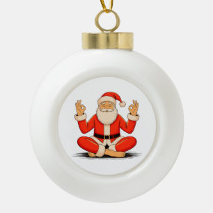 Yoga Santa Namaste Meditation Weihnachten Urlaub Keramik Kugel-Ornament