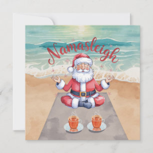 Yoga-Santa Zen vor zehn am Strand  Feiertagskarte