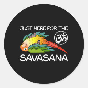 Yoga Savasana Papagei Grüne Gewürzküche Runder Aufkleber