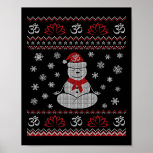 Yoga-Schneemann meditiert Lotussitz hässliches Wei Poster