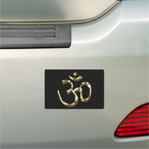 Yoga schwarz gold metallic Om Hindu Buddhist Symbo Auto Magnet