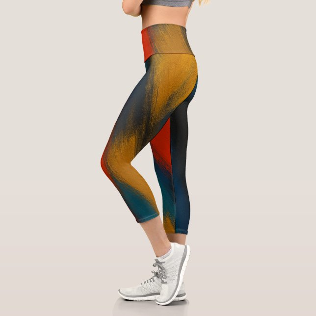 Yoga-Set für Frauen mit künstlerischem Pinseldesig Capri Leggings (Links)