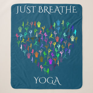 YOGA Sherpa Decke mit Herz. "NUR BREATHE" Sherpadecke