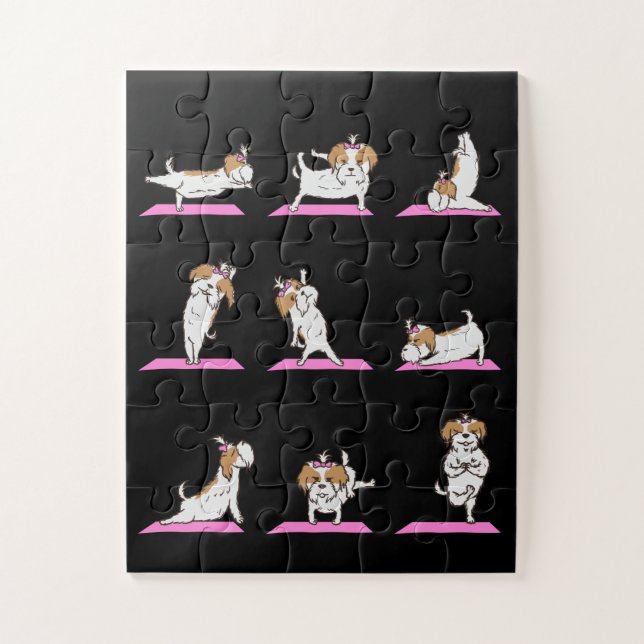 Yoga Shih Tzu Hund Funny Jig sah Puzzle (Vertikal)
