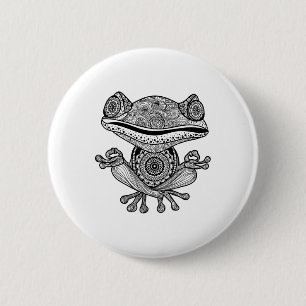 Yoga-Shirt Yoga-Frosch Mandala Meditation Cl-Lehre Button