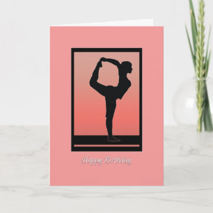 Yoga Silhouette and Sunset Birthday Card Karte