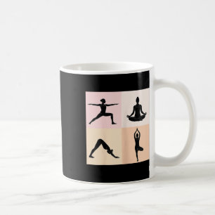 Yoga-Silhouette-Design, Pop-Art-4-Quadranten Kaffeetasse