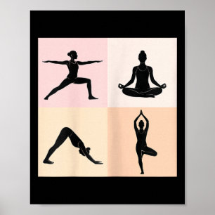 Yoga-Silhouette-Design, Pop-Art 4 Quadranten Poster