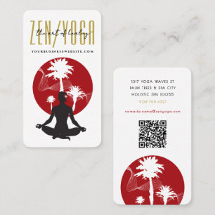 Yoga Silhouette Tropical Zen Resort Palm Trees Sun Visitenkarte