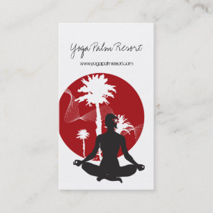 Yoga Silhouette Tropical Zen Resort Palm Trees Sun Visitenkarte
