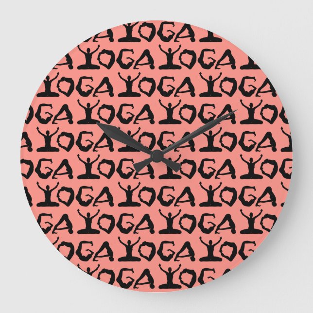 Yoga Silhouettes Große Wanduhr (Vorderseite)