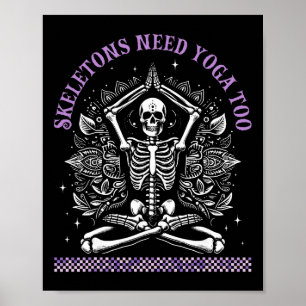 Yoga Skelette Namaste Lustige Meditation Halloween Poster