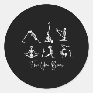 Yoga-Skelette Namaste Lustiger Halloween-Biege-Dei Runder Aufkleber
