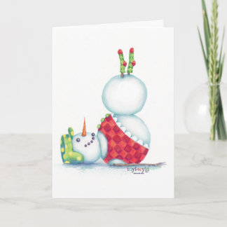 Yoga Snowman Weihnachtskarte/ skandinavischer Flai Feiertagskarte
