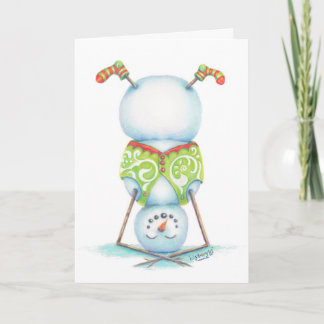 Yoga Snowman Weihnachtskarte/ skandinavischer Flai Feiertagskarte