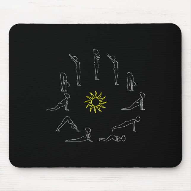 Yoga-Sonne-Verbeugung Surjanamaskar Lineart  Mousepad (Vorne)