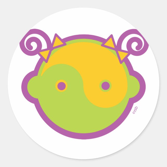 Yoga Speak Baby : Big Girl Yin-Yang Runder Aufkleber (Vorderseite)