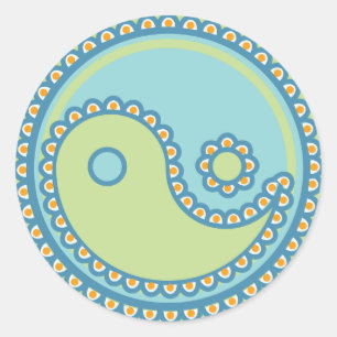 Yoga Speak Baby : Paisley Yin-Yang Symbol Runder Aufkleber