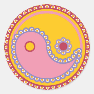 Yoga Speak Baby : Paisley Yin-Yang Symbol Runder Aufkleber