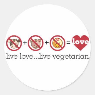 Yoga Speak : Live Liebe...Live Vegetarier Runder Aufkleber