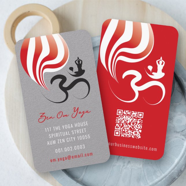 Yoga Spiritual Flame Om Ohm Calligraphy Zen Visitenkarte (Simple Minimalist Zen Spiritual Holistic Yoga Om/Aum Calligraphy Symbol Business Card @ fatfatin)