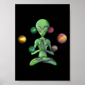 Yoga Spirituelle Alien Meditieren Poster