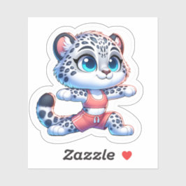 Yoga Sport Kawaii Anime Snow Leopard Sticker