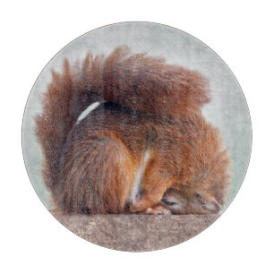 Yoga Squirrel Round Glass Cutting Board Schneidebrett