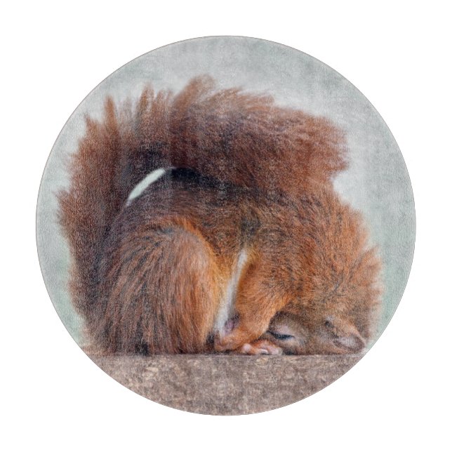 Yoga Squirrel Round Glass Cutting Board Schneidebrett (Vorderseite)