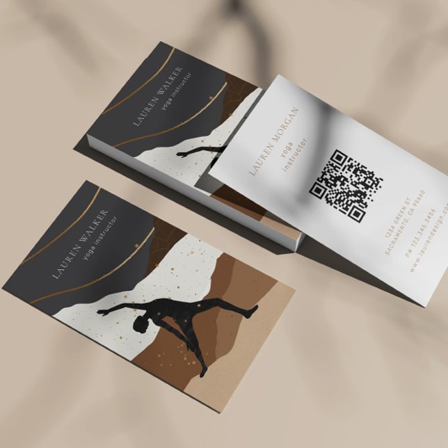 Yoga Studio Business Card Bohemisch Earth Tones Visitenkarte (Von Creator hochgeladen)