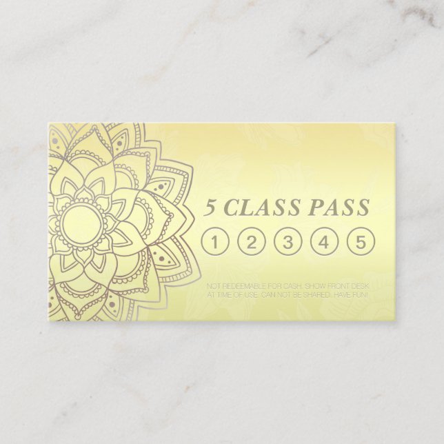Yoga Studio Class Pass Black Gold Mandala Treue (Vorderseite)
