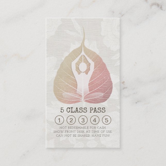 Yoga Studio Class Pass Meditation Pose Bodhi Leaf Treuekarte (Vorderseite)