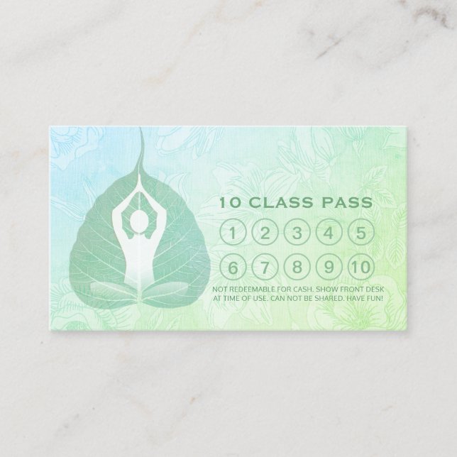 Yoga Studio Class Pass Meditation Pose Bodhi Leaf Treuekarte (Vorderseite)