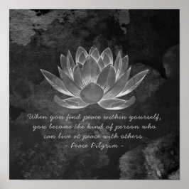 YOGA Studio Instructor Meditation Zitat B&W Lotus Poster