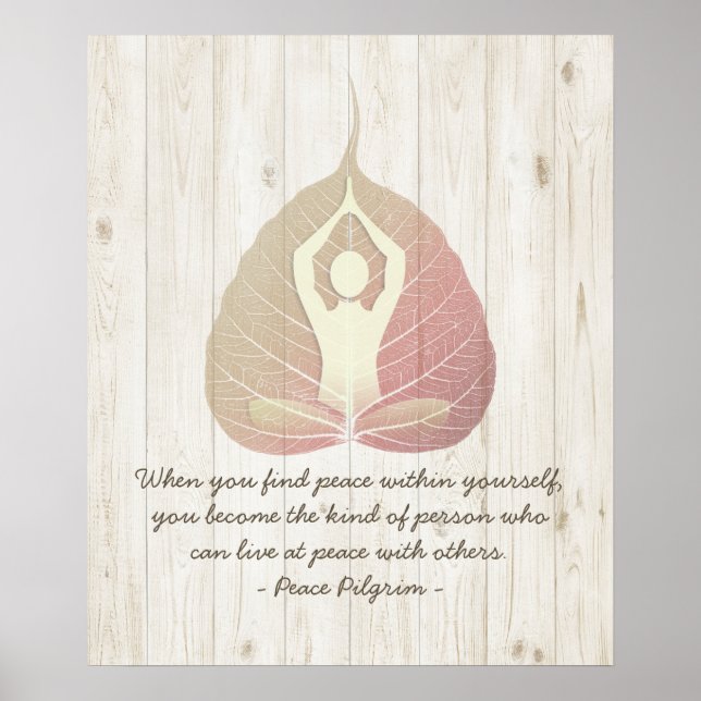 Yoga Studio Instructor Meditor Pose Bodhi Leaf Poster (Vorne)