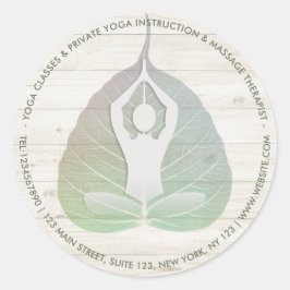 Yoga Studio Instructor Meditor Pose Bodhi Leaf Runder Aufkleber