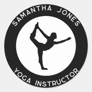 Yoga Studio Instruktor Tänzerin Pose Modernes Busi Runder Aufkleber