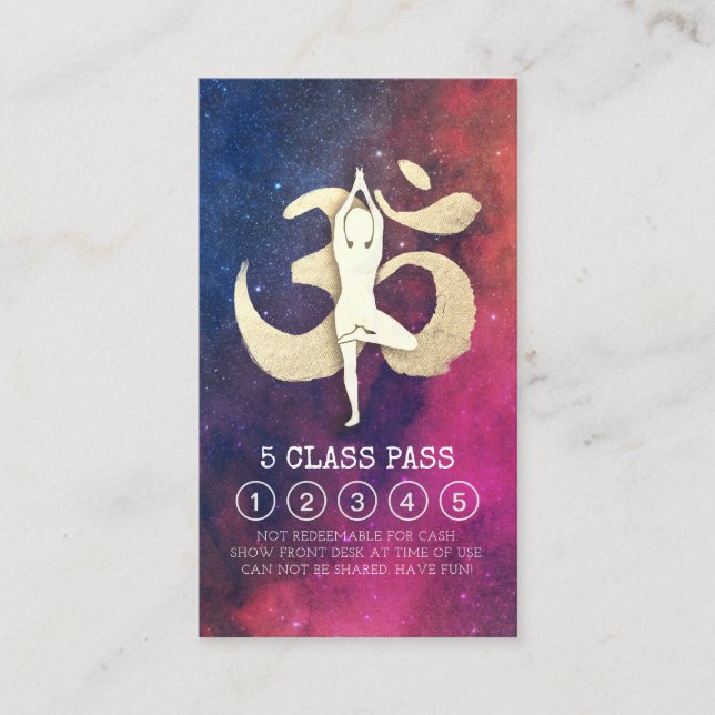 Yoga Studio Loyalty Class Pass Tree Pose OM Symbol Treuekarte (Vorderseite)