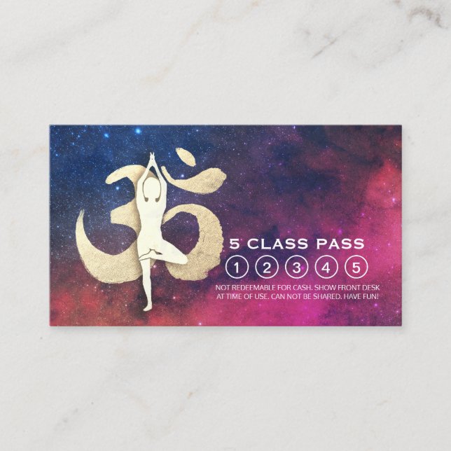 Yoga Studio Loyalty Class Pass Tree Pose OM Symbol Treuekarte (Vorderseite)