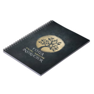 Yoga Studio Meditation Instructor Black Gold Tree Notizblock