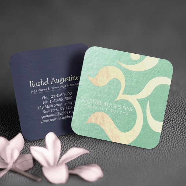 Yoga Studio Meditation Instructor Life Coach OM Quadratische Visitenkarte (Von Creator hochgeladen)