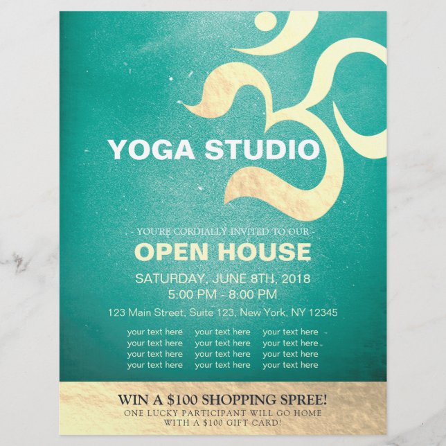 Yoga Studio Meditation Instructor Om Open House Flyer (Vorne)