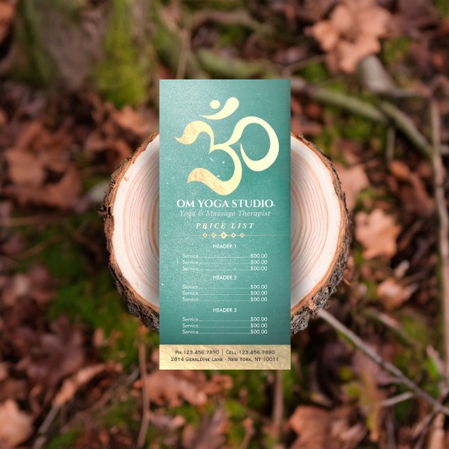 Yoga Studio Meditation Instructor Om Price List Werbekarte (Von Creator hochgeladen)