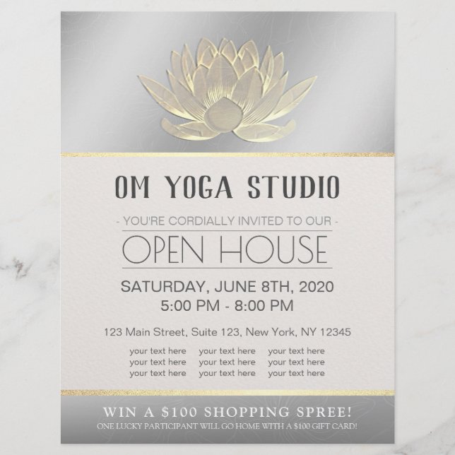 YOGA Studio Meditation Instructor Open House Lotus Flyer (Vorne)