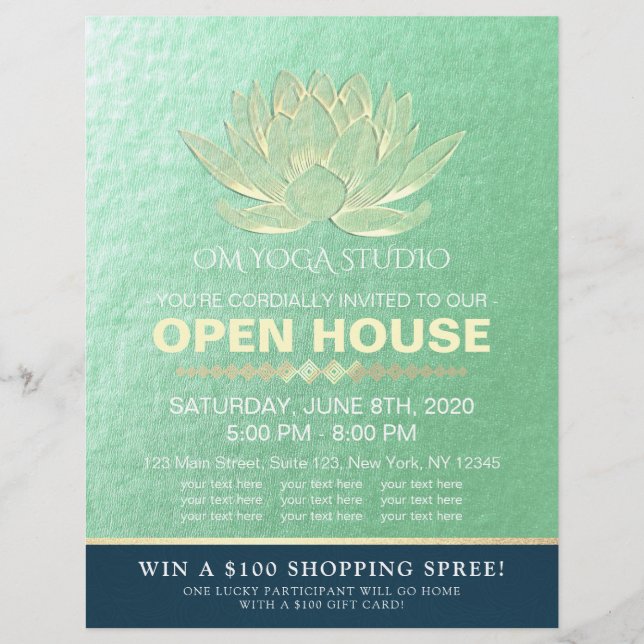 YOGA Studio Meditation Instructor Open House Lotus Flyer (Vorne)