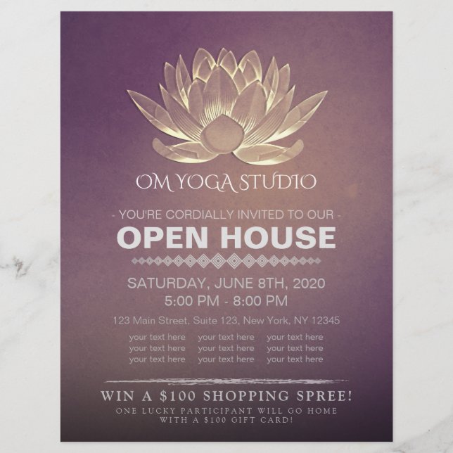 YOGA Studio Meditation Instructor Open House Lotus Flyer (Vorne)
