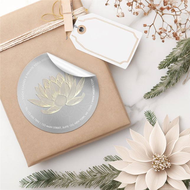 YOGA Studio Meditation Reiki Instructor Gold Lotus Runder Aufkleber (Von Creator hochgeladen)