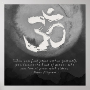 Yoga Studio Meditation Reiki Master OM Sign Quotes Poster